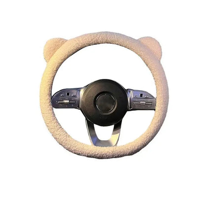 Kawaii Plush Bear Ear Steering Wheel Cover 🐻✨ | Cozy Cartoon Car Accessory for Winter 🥶🌟