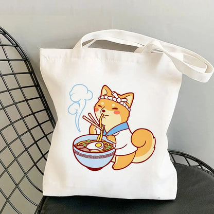 Shiba Inu Delight 🐶✨ Adorable Canvas Tote for Fun-filled Adventures! 🎉💖 - Pixie Quill