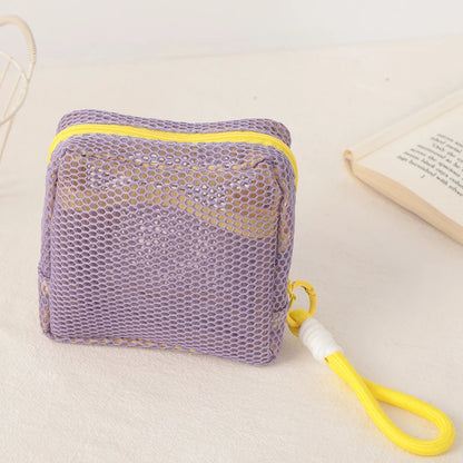 Kawaii Mini Mesh Storage Pouch 🌟✨ Cute Zipper Coin Purse & Wash Bag 🎀 Perfect for Stationery & Cosmetics! 🐾💖