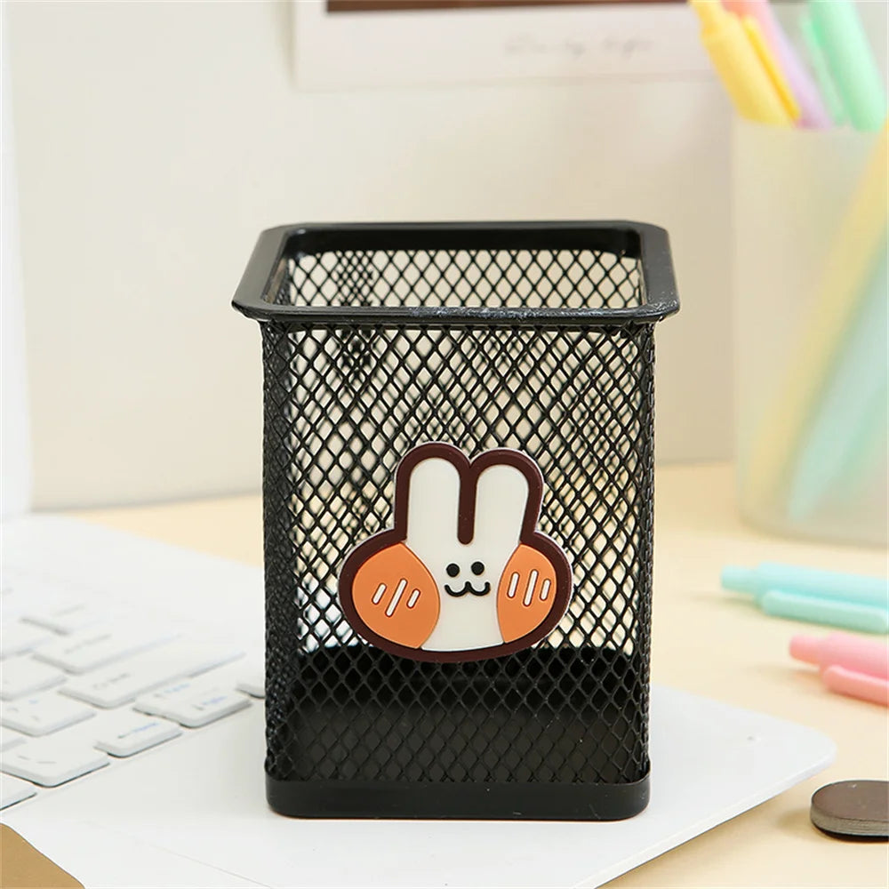 Kawaii Heart-Shaped Pen Holder 🌸 Cute Cartoon Organizer for Desk 🌈 Perfect Student & Office Decor ✏️✨