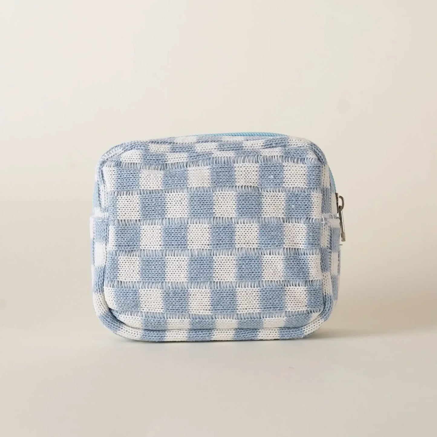 Kawaii Colorful Knitted Checkerboard Mini Makeup Pouch 🎀✨ - Portable Cosmetic Bag for Women 💖👜