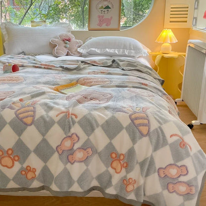 Snuggle Up with Adorable Bear Friends 🐻💖 Cozy Fleece Blanket for Travel & Home! - Pixie Quill