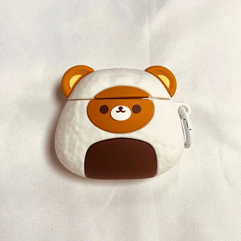 Kawaii Bear Rice & Veggie Roll Silicone Case for AirPods 🎉🐻🌱