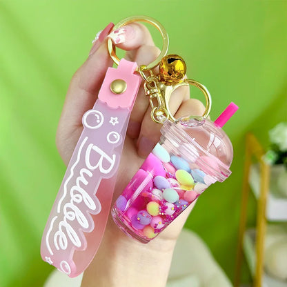 🐱✨Adorable Kitty Tea Cup Liquid Keychain 🌈💖 Floating Quicksand Joy! Perfect Pendant for Girls & Backpacks! 🎒🌟