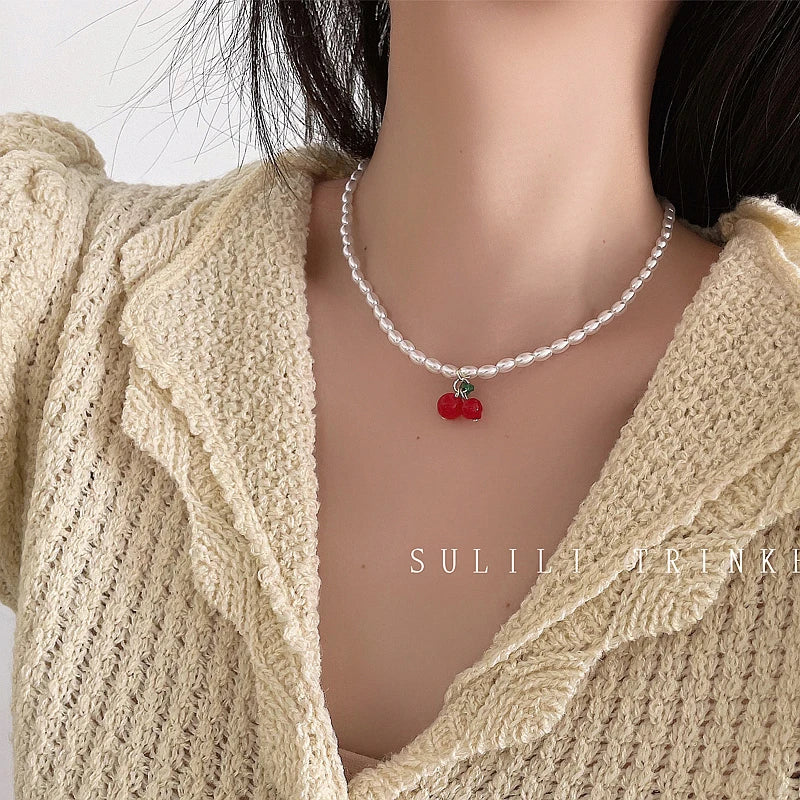 🍒 Adorable Cherry Charm Choker Necklace 🌸✨ - Perfect for Parties & Gifts! 🎁💖