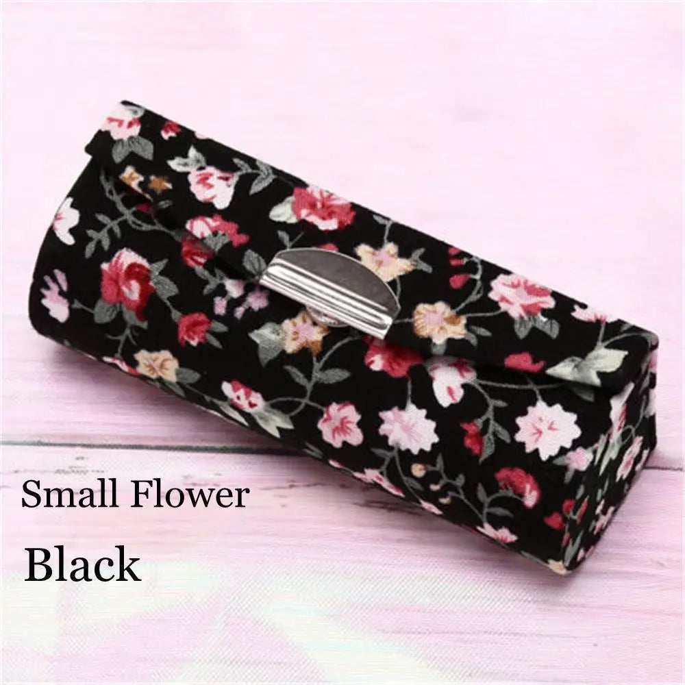 🌸 Kawaii Retro Lipstick Case ✨ Embroidered Flower Glam Box with Mini Mirror 💄 Cute Jewelry & Makeup Storage! 🌼