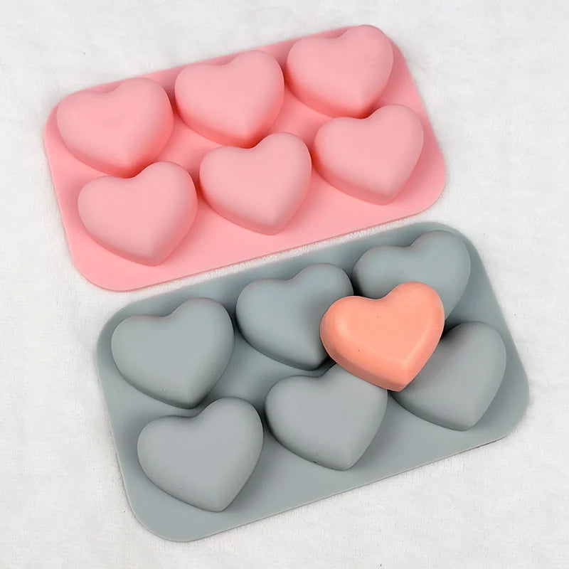 Valentine Cute Heart Silicone Mold Set 6 Cavities For Chocolate Candy And Soap🍬💗