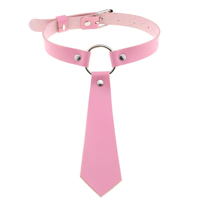 Pink Lace Leather Choker With Heart Pendant, Punk Gothic Style ✨💗