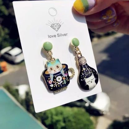 Kawaii Cat Cup Drop Earrings 🐱☕✨ - Adorable Dangle Jewelry for Women & Girls! Perfect Gift for Parties!