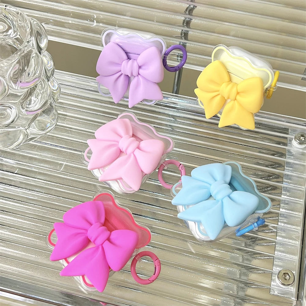 💖 Adorable 3D Bowknot AirPods Case 🎀 | Soft TPU with Colorful Bead Chain 🌈✨ - Pixie Quill