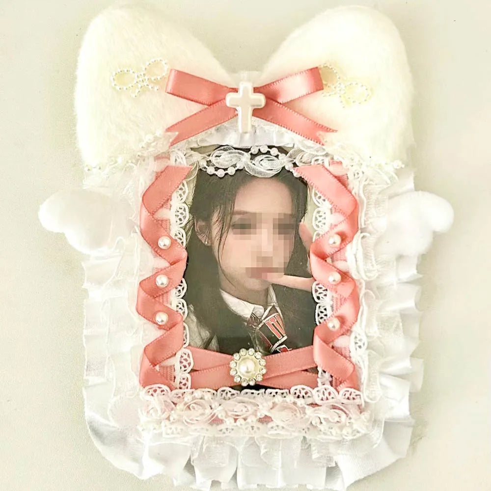 Adorable Plush Photocard Holder With 3 Inch Ribbon Lace Sleeve 💖 Card Keeper