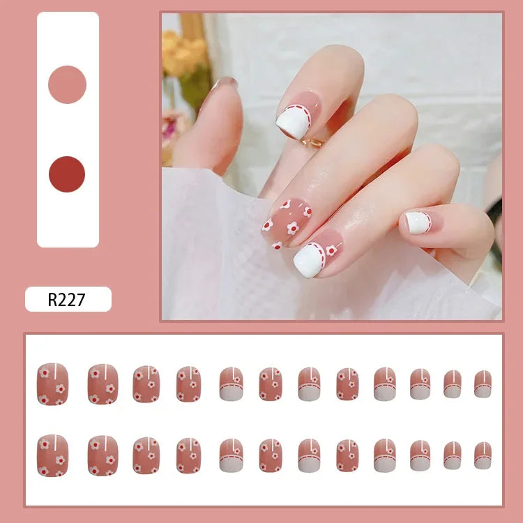 ✨ 24P Kawaii Rainbow Ballerina Press-On Nails 💅 - Adorable Full Cover Artificial Fake Nails for Creative Nail Art! 🌈