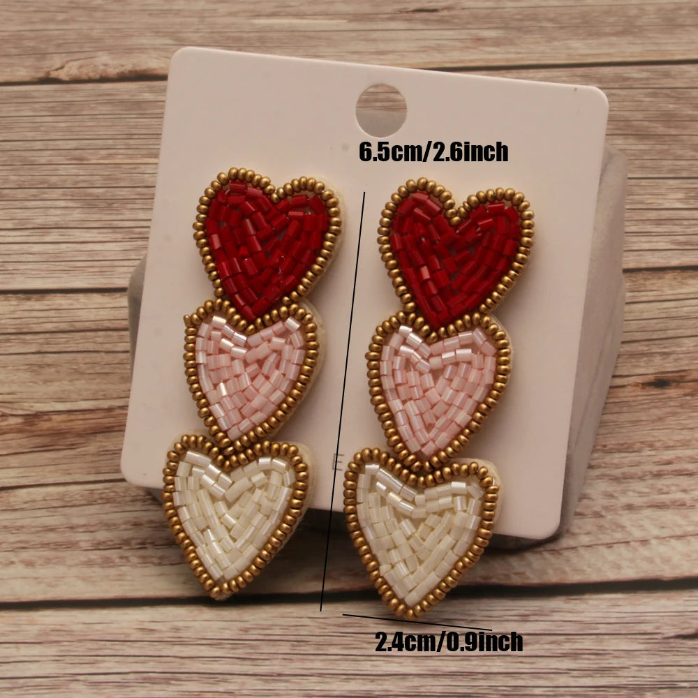 Kawaii Heart Dangle Earrings 💖✨ | Vintage Beaded Jewelry Gifts for Lovebirds 🌟💕