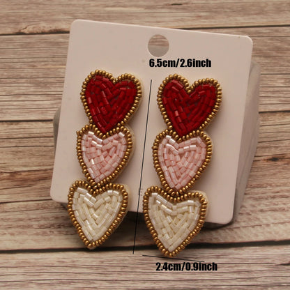 Kawaii Heart Dangle Earrings 💖✨ | Vintage Beaded Jewelry Gifts for Lovebirds 🌟💕