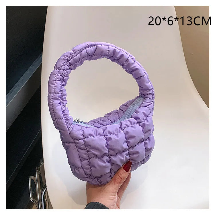 Kawaii Pleated Cloud Mini Handbag 🌈✨ | Adorable Soft Nylon Tote Bag for Trendy Women 💖🌟