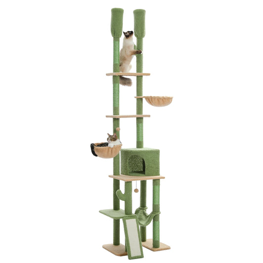 🌵🐾 Whimsical Cactus Cat Paradise - 7-Tier Tower with Cozy Hammocks & Fun Scratching Posts! 🐱💚