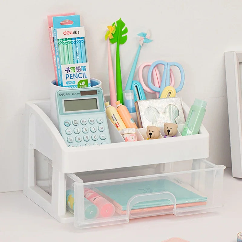 Kawaii Multi-Layer Drawer Organizer 🌟✨ | Cute Desktop Storage Box for School & Office Supplies 🖍️💖