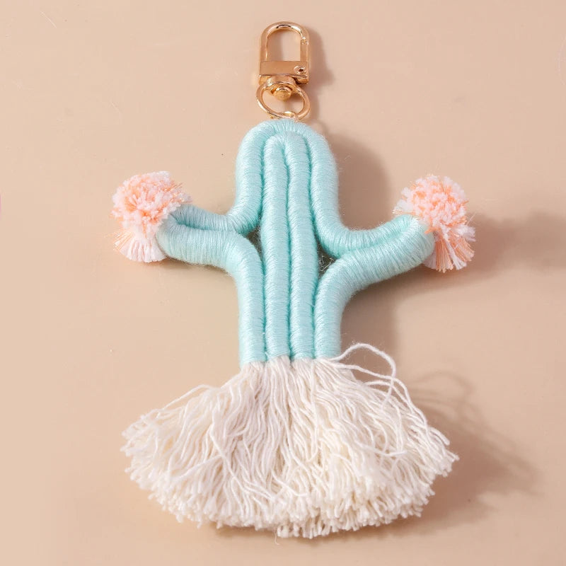 Pastel Rainbow Tassel Hand Knit Keychain For Car Bag Gift 🎀🌈💖