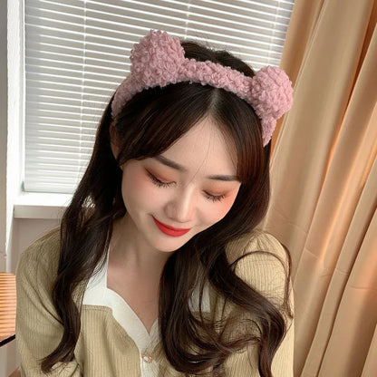 Kawaii Plush Bear Ear Headband 🐻✨ - Adorable Non-Slip Hair Accessory for Makeup & Daily Fun 💖🎀