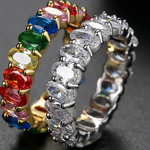 Kawaii Rainbow Sparkle CZ Baguette Ring 🌈✨ | Cute Engagement & Wedding Jewelry 💍💖