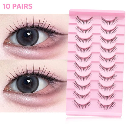 Adorable Manga Style False Eyelashes 10 Pairs Natural Full Strip Lashes For Anime Look Makeup ✨🐰🎀🌸