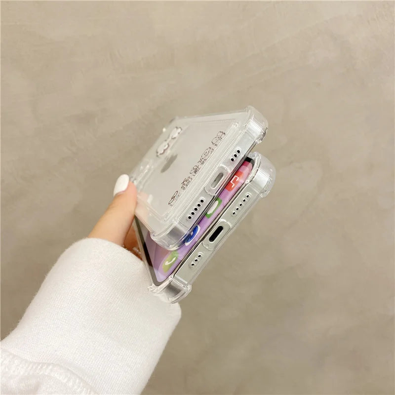 ✨ Adorable Transparent Bear Card Holder Case for Samsung Galaxy S22/S21/S20 FE/S10/S10e/Note 10/20 Plus Ultra 🐻💕