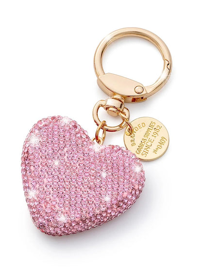 Sweet Heart Diamond Inlay Leather Rope Key Chain For Backpacks 👜💎🎀