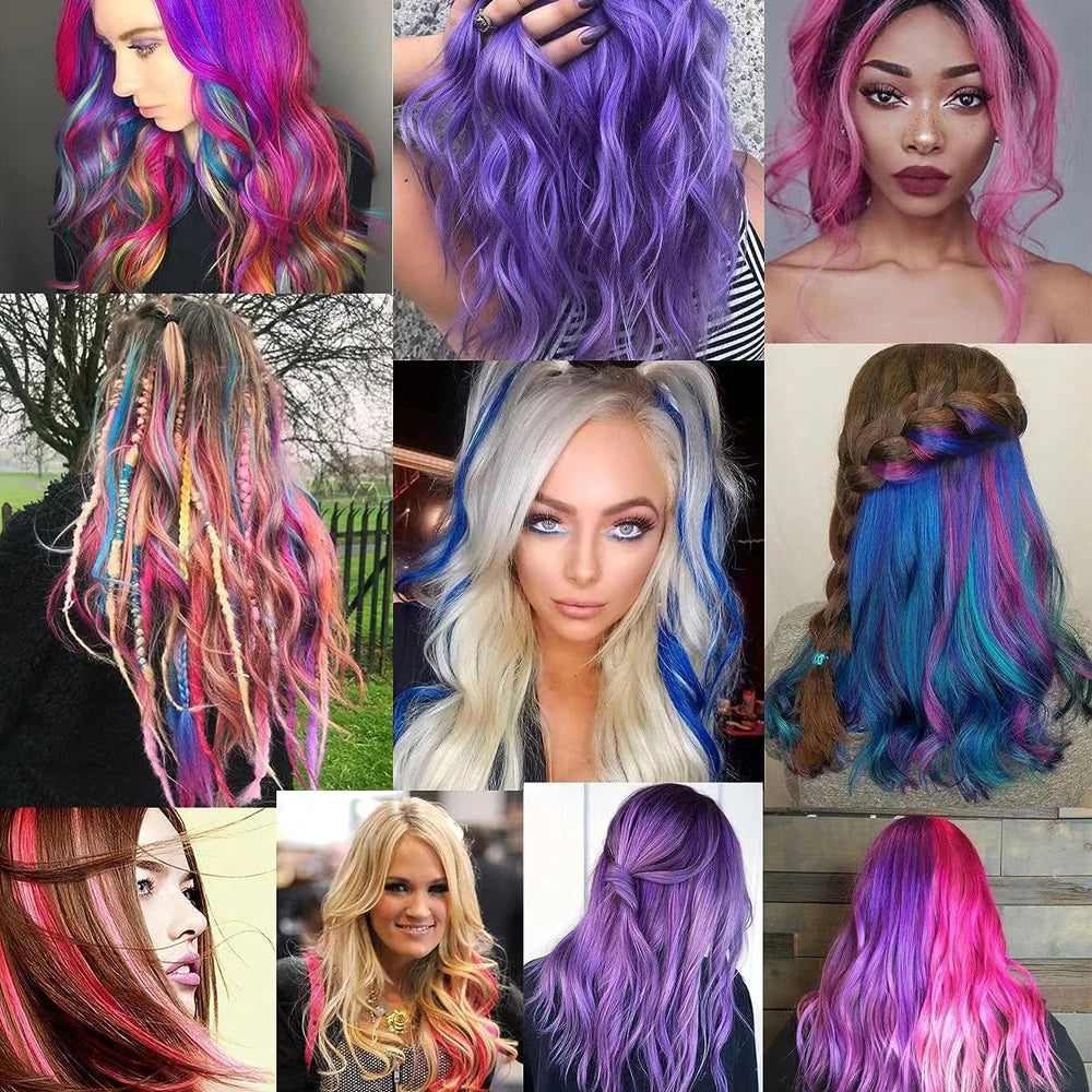 🌈✨ 6 Colorful Clip-In Hair Strands for Fun Party Looks - 22" Rainbow Dream Extensions! 🎉💖 - Pixie Quill