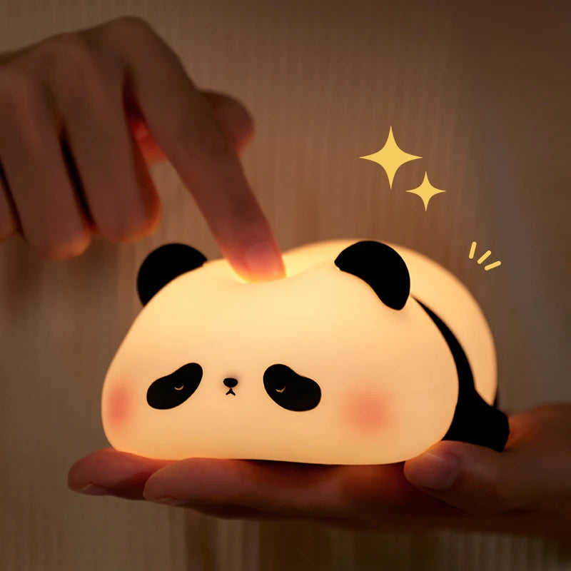 Adorable Panda Silicone LED Night Light - USB Rechargeable Touch Lamp for Cozy Bedtime Bliss 🐼💡✨