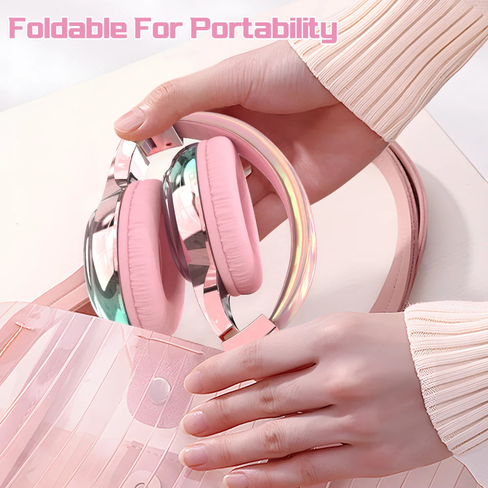 Kawaii Pink Dream 🎀 Wireless Bluetooth 5.3 Headphones 🎧 | Over-Ear Cutie with Mic 💖 Perfect Gift for Girls! 🎁