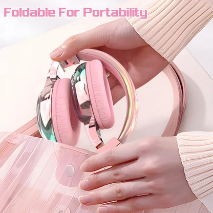 Kawaii Pink Dream 🎀 Wireless Bluetooth 5.3 Headphones 🎧 | Over-Ear Cutie with Mic 💖 Perfect Gift for Girls! 🎁