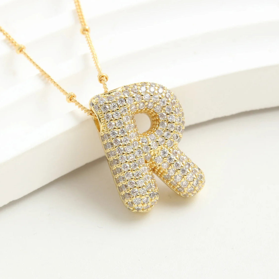Kawaii Gold Plated Balloon Letter Necklace 🎈✨ | Chunky Initial Pendant Jewelry for Trendy Women 👩‍🎤💖