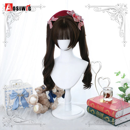 Cute Ombre Blonde & Black Double Ponytail Lolita Wig 🎀✨ - Kawaii Cosplay Hair with Bangs for Harajuku Style! 💖👸