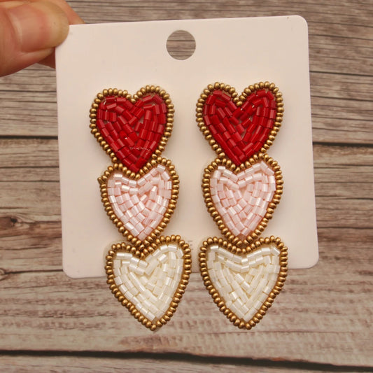 Kawaii Heart Dangle Earrings 💖✨ | Vintage Beaded Jewelry Gifts for Lovebirds 🌟💕