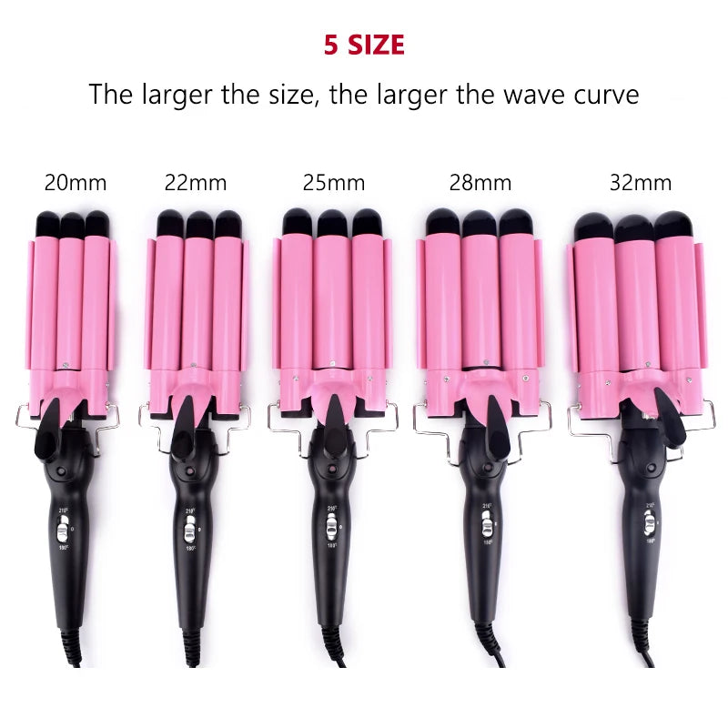 Kawaii Triple Barrel Hair Curler 🌸✨ - Professional Ceramic Waver for Dreamy Waves & Curls! 💖