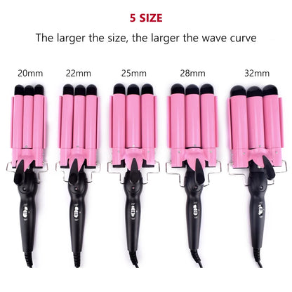 Kawaii Triple Barrel Hair Curler 🌸✨ - Professional Ceramic Waver for Dreamy Waves & Curls! 💖