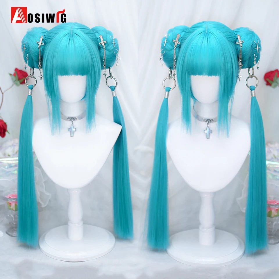 Kawaii Black & Blue Long Straight Lolita Wig 💖✨ Perfect for Cosplay & Parties! 🎉🎀