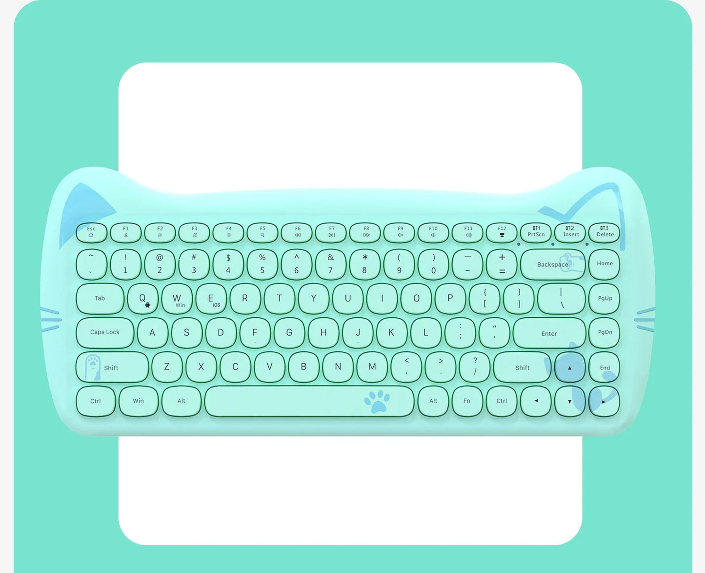Kawaii AJAZZ 3060i Bluetooth Keyboard 🌸 84-Key Cute & Portable Wireless Design for PC 💕 Perfect Gift for Girls!