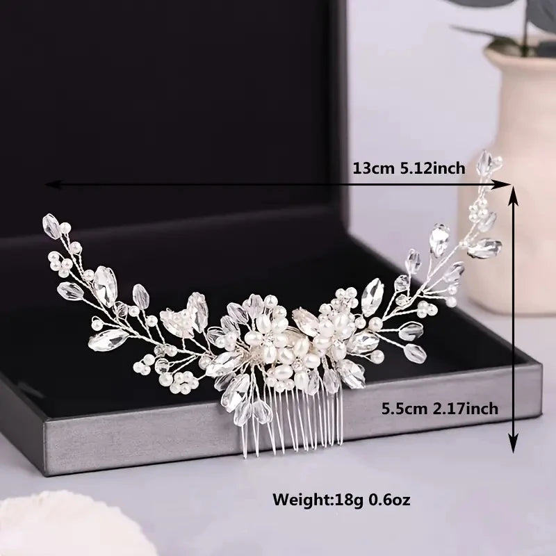 Crystal Rhinestone Pearl Hair Comb Headpiece For Brides And Weddings Romantic Clip Accessory 💎✨