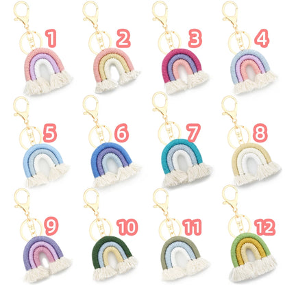 Kawaii 5cm Rainbow Tassel Keychains 🌈✨ | Cute Macrame Car Keyring & Bag Charm for Women 💖💼