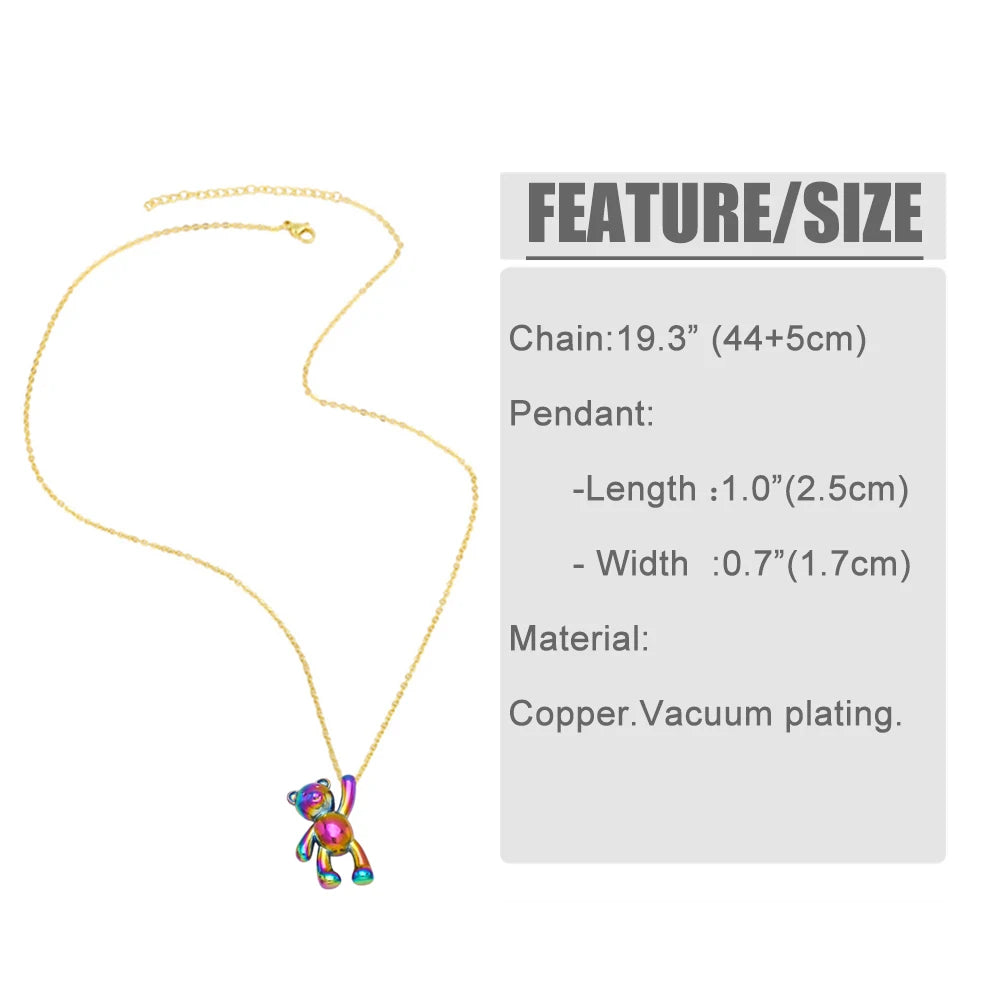 Kawaii Gold-Plated Rainbow Puppy Necklace 🐶✨ | Cute Animal Jewelry Gift for Women 🌈💖
