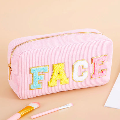 Kawaii Purple Chenille Letter Cosmetic Pouch ✨🎀 Cute Makeup Organizer for Teens & Women 🌸 Travel Essential