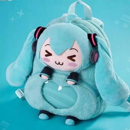 Hatsune Miku Plush Backpack Embroidered Anime Bag Large Capacity Storage 🎒💖