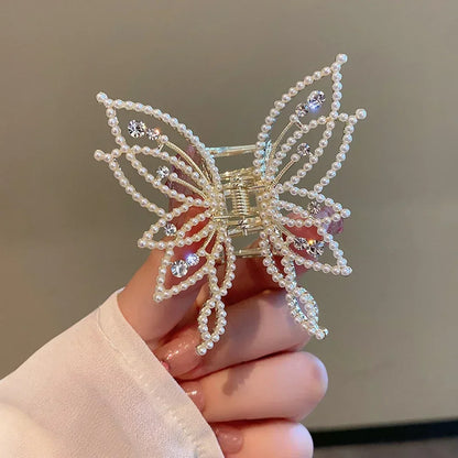 ✨ Kawaii Glitter Butterfly Hair Claw Clip 🦋 - Elegant Hollow Design for Girls & Women 🌸 Perfect for Ponytails & Vintage Styles!