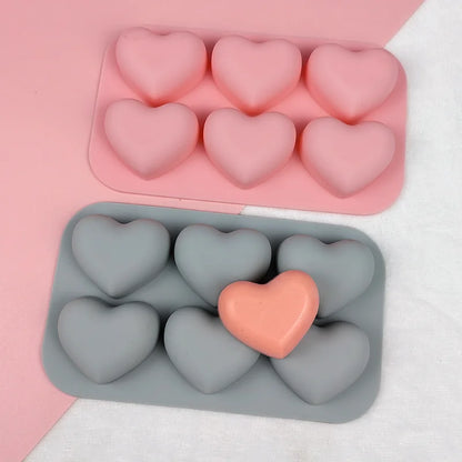 Valentine Cute Heart Silicone Mold Set 6 Cavities For Chocolate Candy And Soap🍬💗