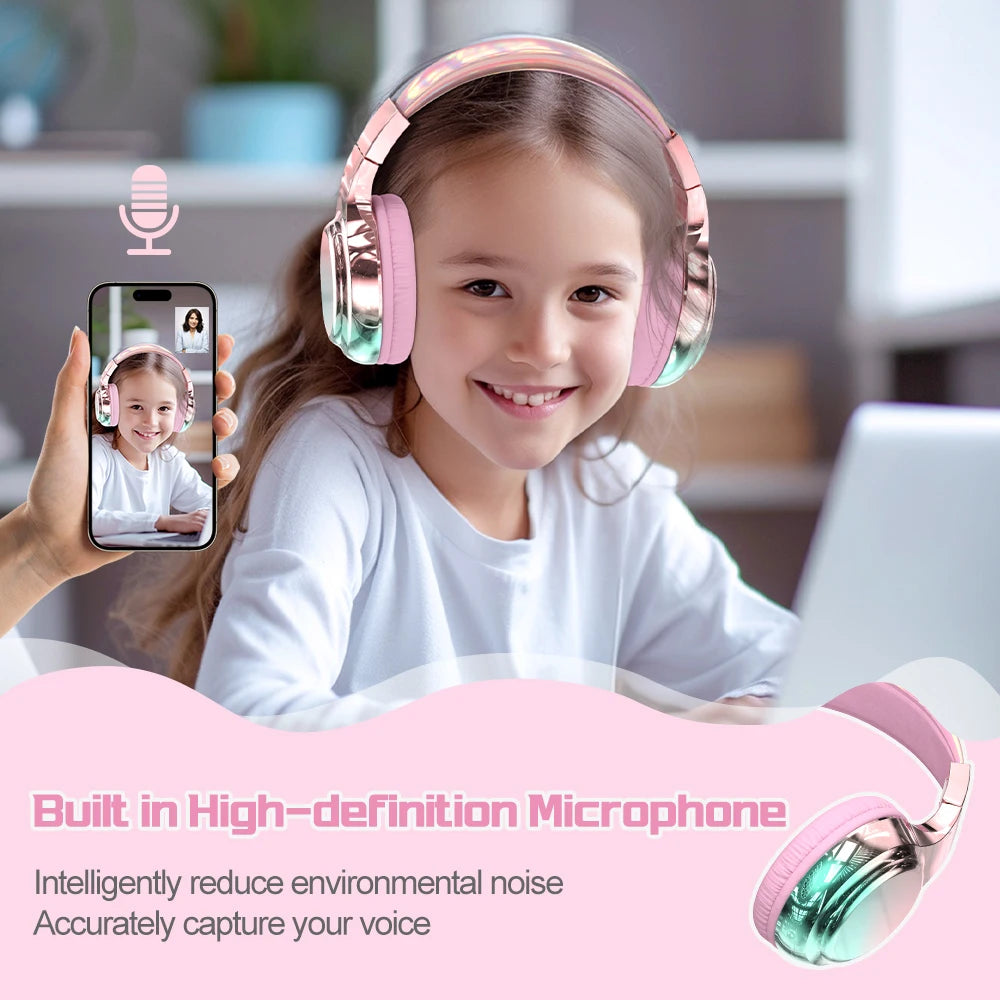 Kawaii Pink Dream 🎀 Wireless Bluetooth 5.3 Headphones 🎧 | Over-Ear Cutie with Mic 💖 Perfect Gift for Girls! 🎁