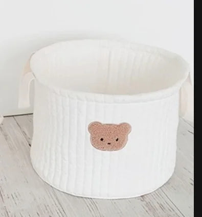 Personalized Kawaii Bear Storage Basket 🐻✨ | Cute Canvas Toy Organizer 🎀 | Perfect Baby Shower Gift 🎉💖
