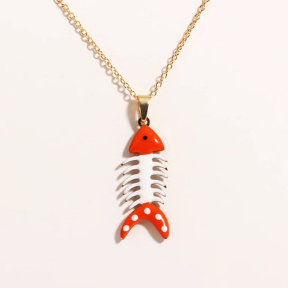 Cute Colorful Enamel Fish Pendant Necklace For Women Waterproof Gold Tone 🐟💖🌊