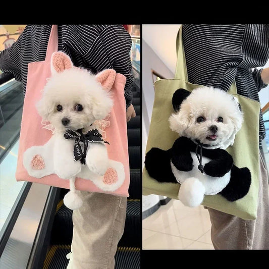 Kawaii Pet Carrier Bag 🐾✨ - Adorable Canvas Travel Sling for Cats & Dogs with Cozy Cushion 🐶💖