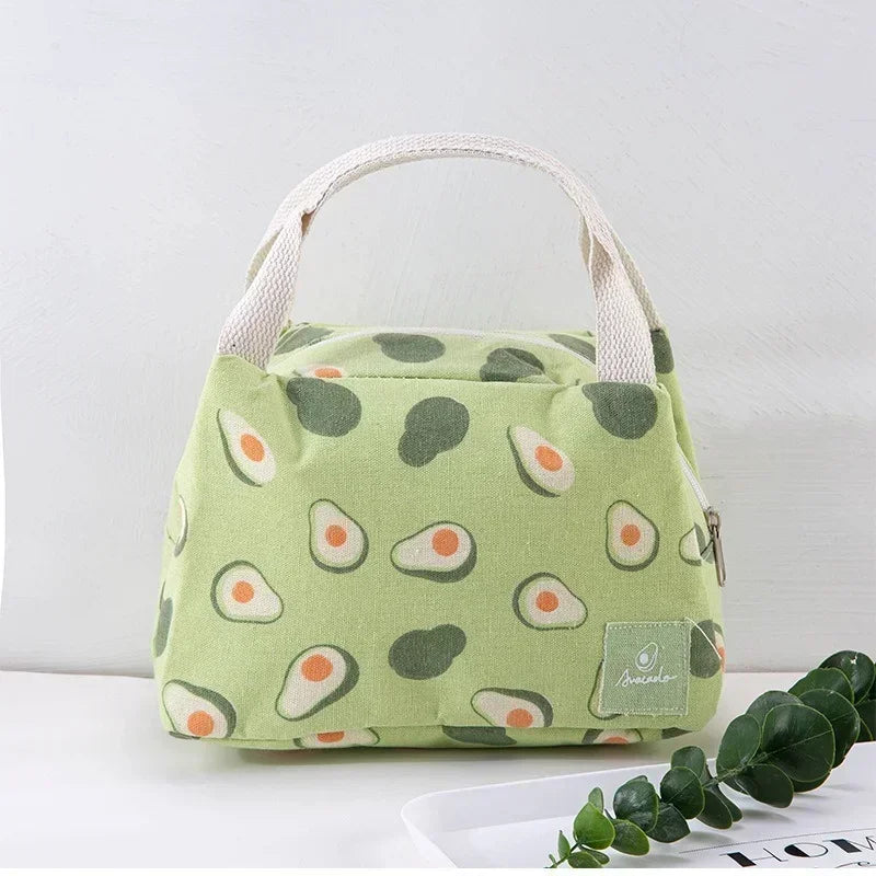 Adorable Kawaii Fruit Lunch Bag 🍓🍉 | Insulated Cotton Bento Pouch for School & Work 🍏💖